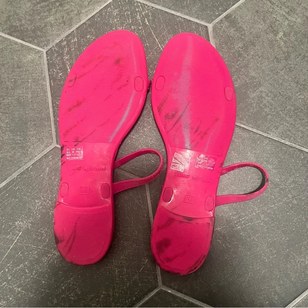 Stuart Weitzman Size 9 Sawyer Slide Sandal S0820 Jelly Hot Pink